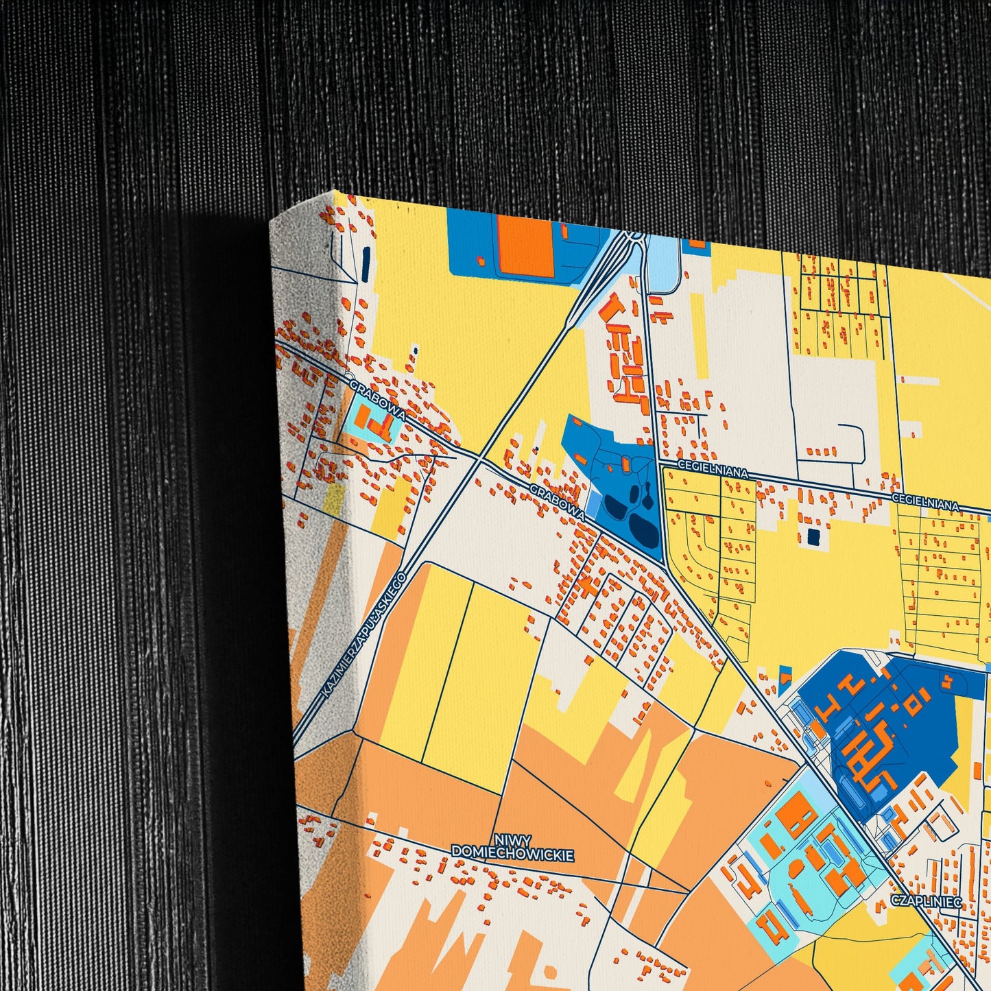 Bełchatów Poland Colorful City Map Canvas Print Detail