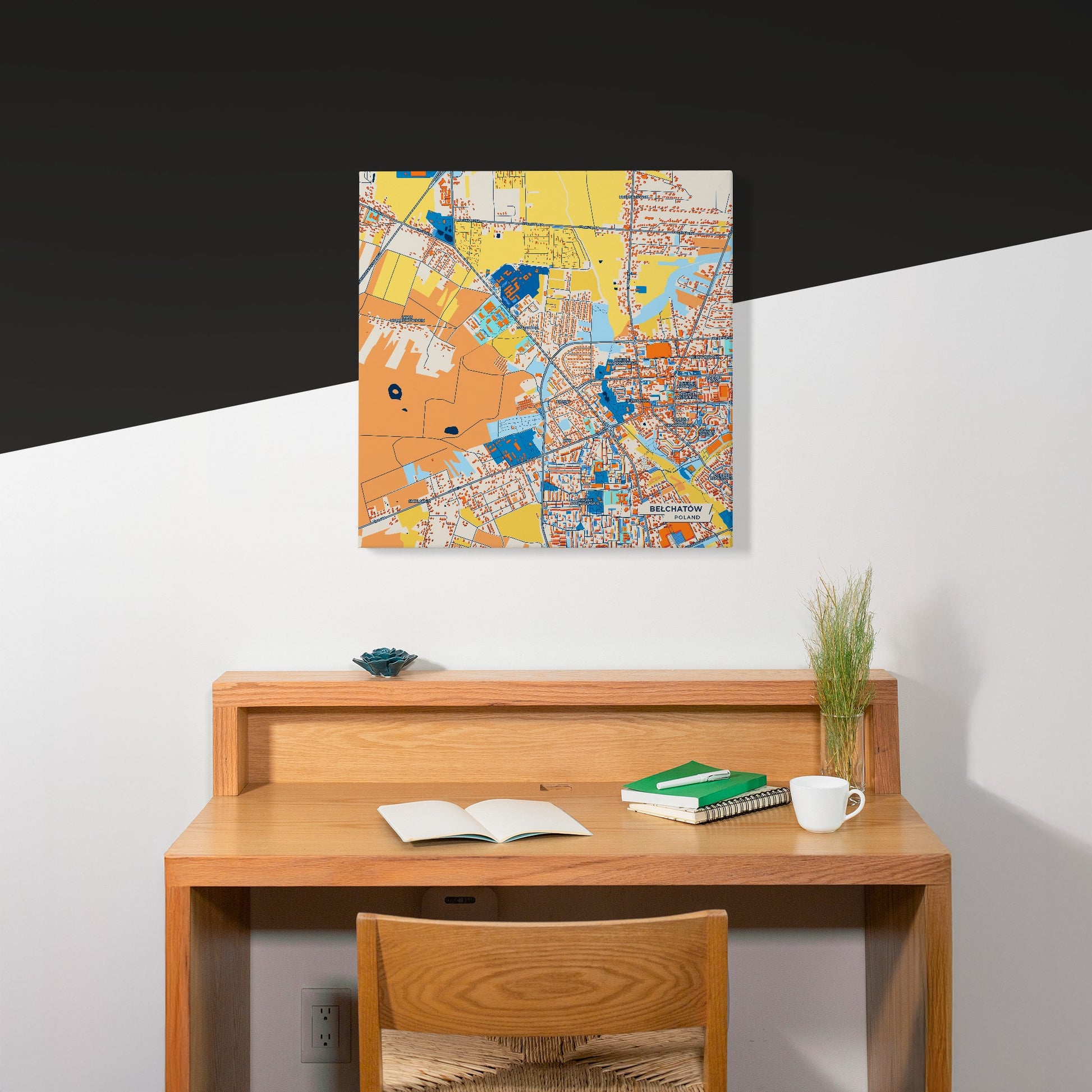 Bełchatów Poland Colorful City Map Canvas Print Scene