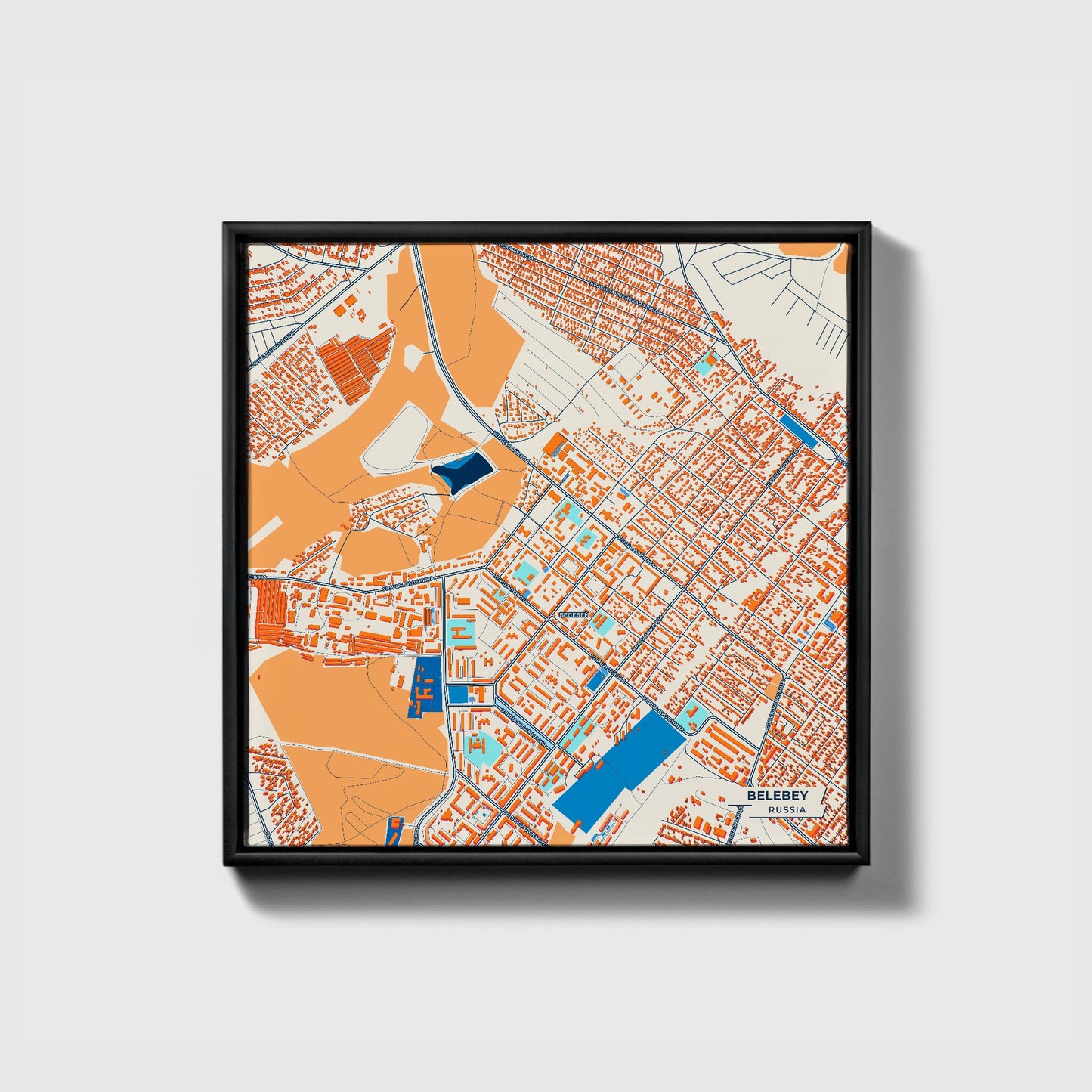 Белебей Russia Colorful City Map Canvas Print • Black Framed