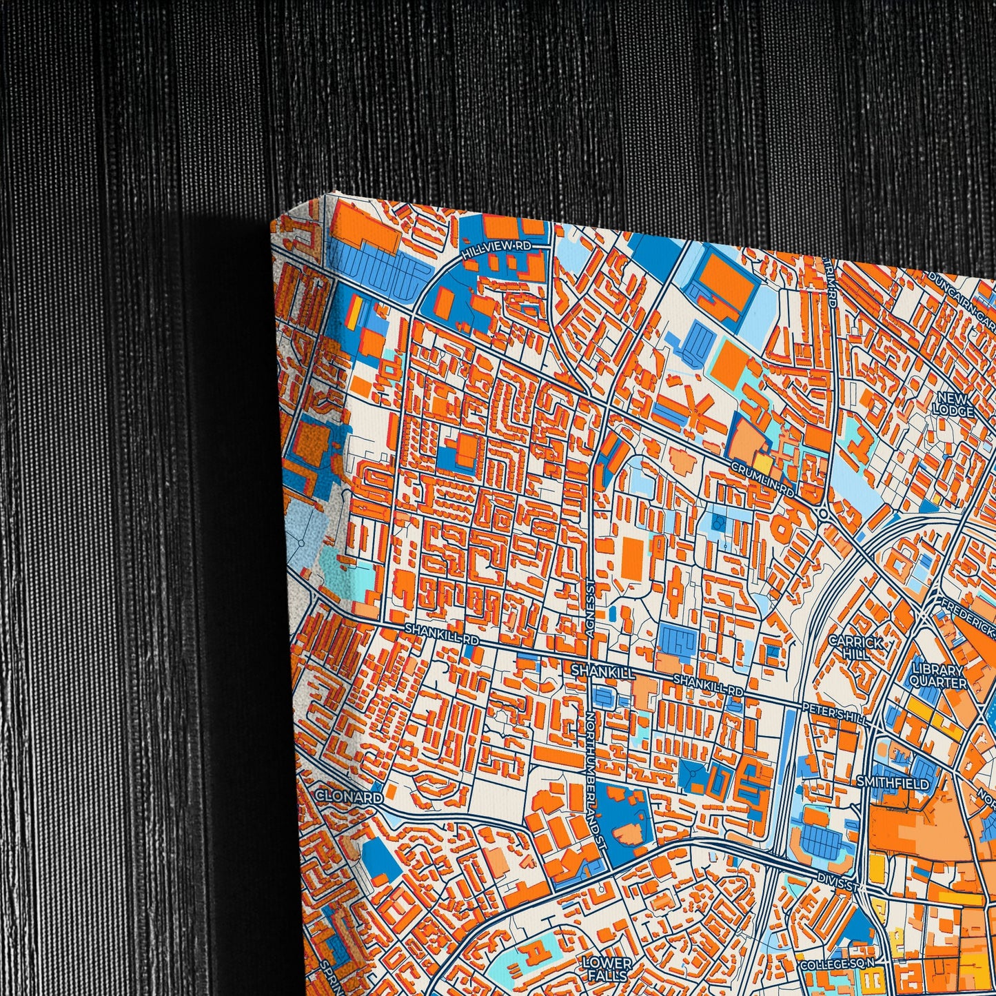Belfast Northern Ireland Colorful City Map Canvas Print Detail