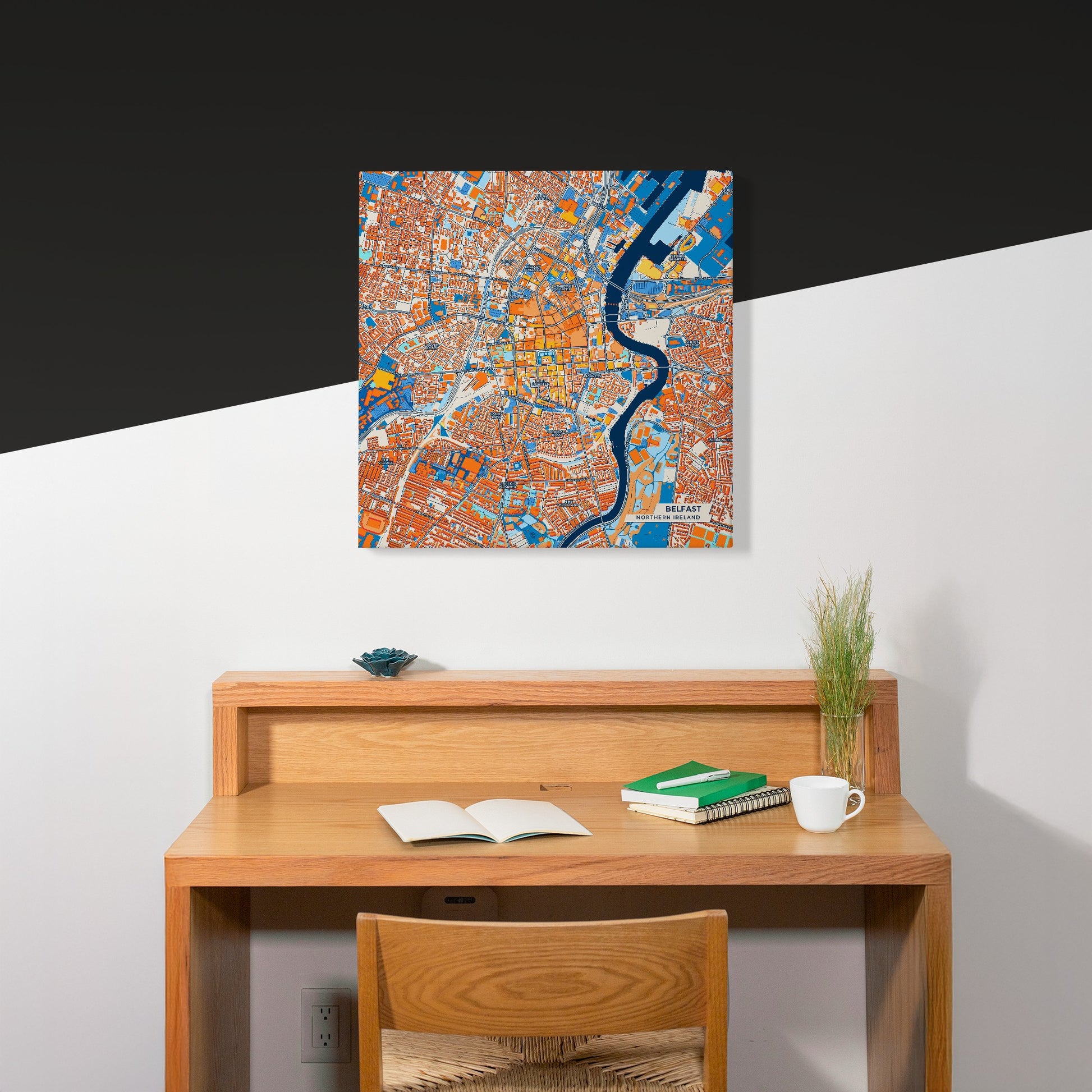 Belfast Northern Ireland Colorful City Map Canvas Print Scene