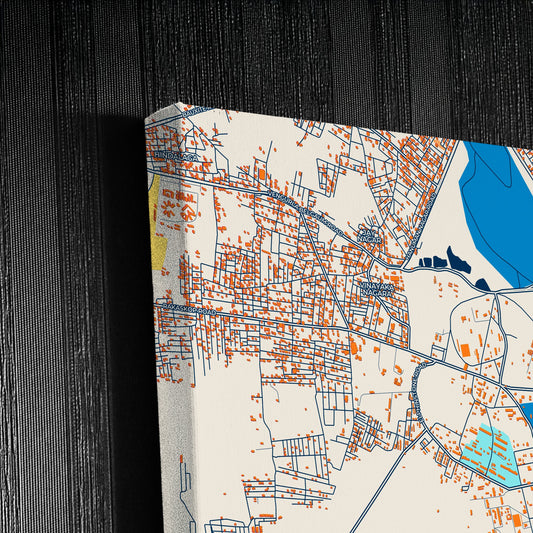 Belgaum India Colorful City Map Canvas Print Detail