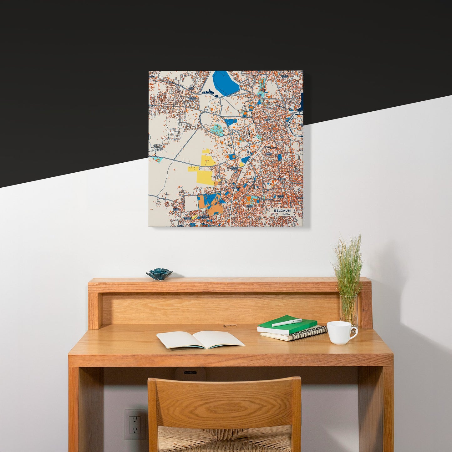 Belgaum India Colorful City Map Canvas Print Scene