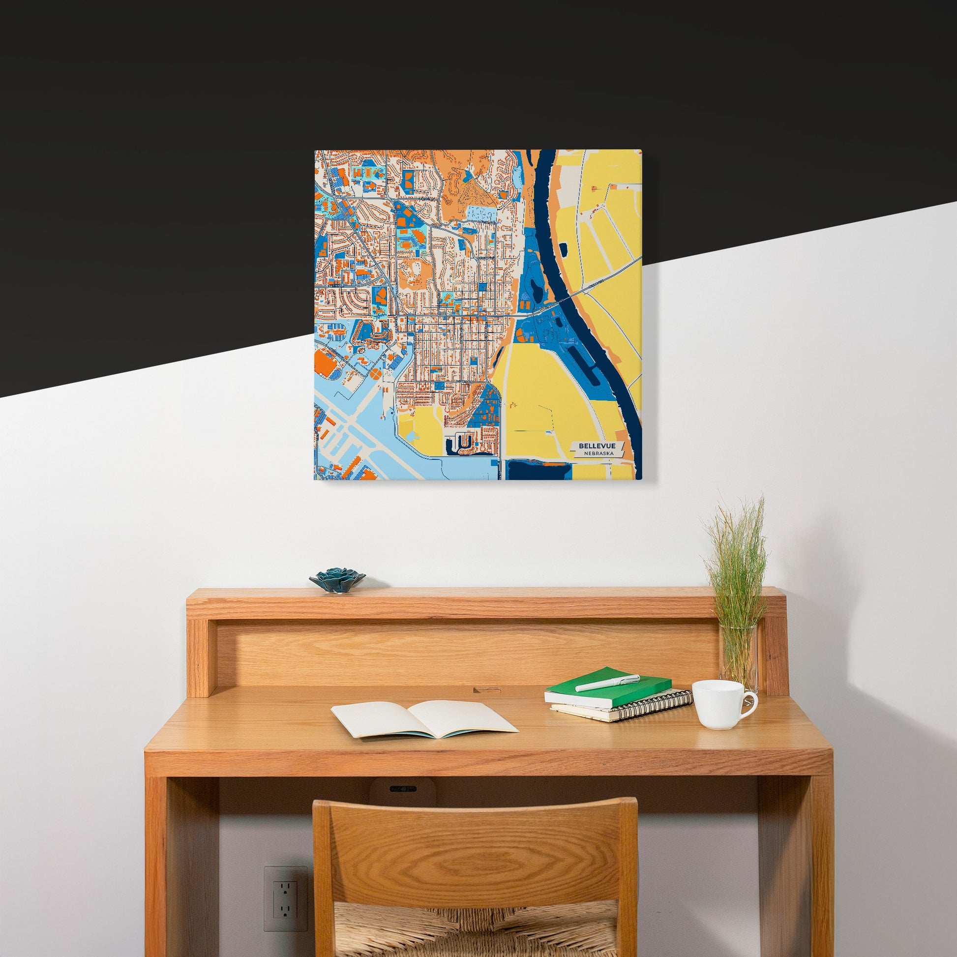 Bellevue Nebraska Colorful City Map Canvas Print Scene