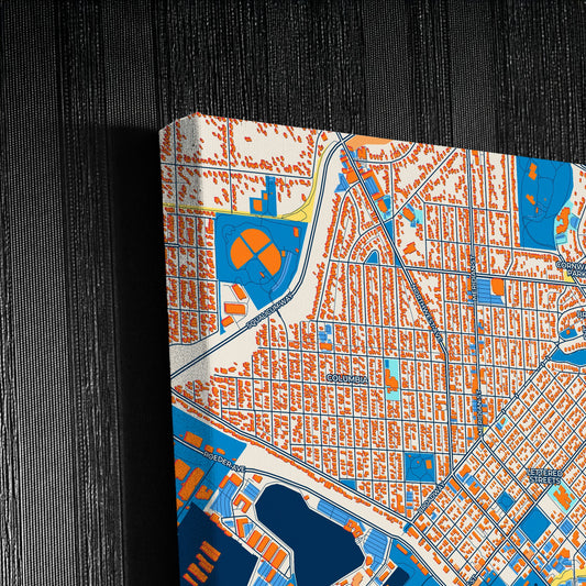 Bellingham Washington Colorful City Map Canvas Print Detail