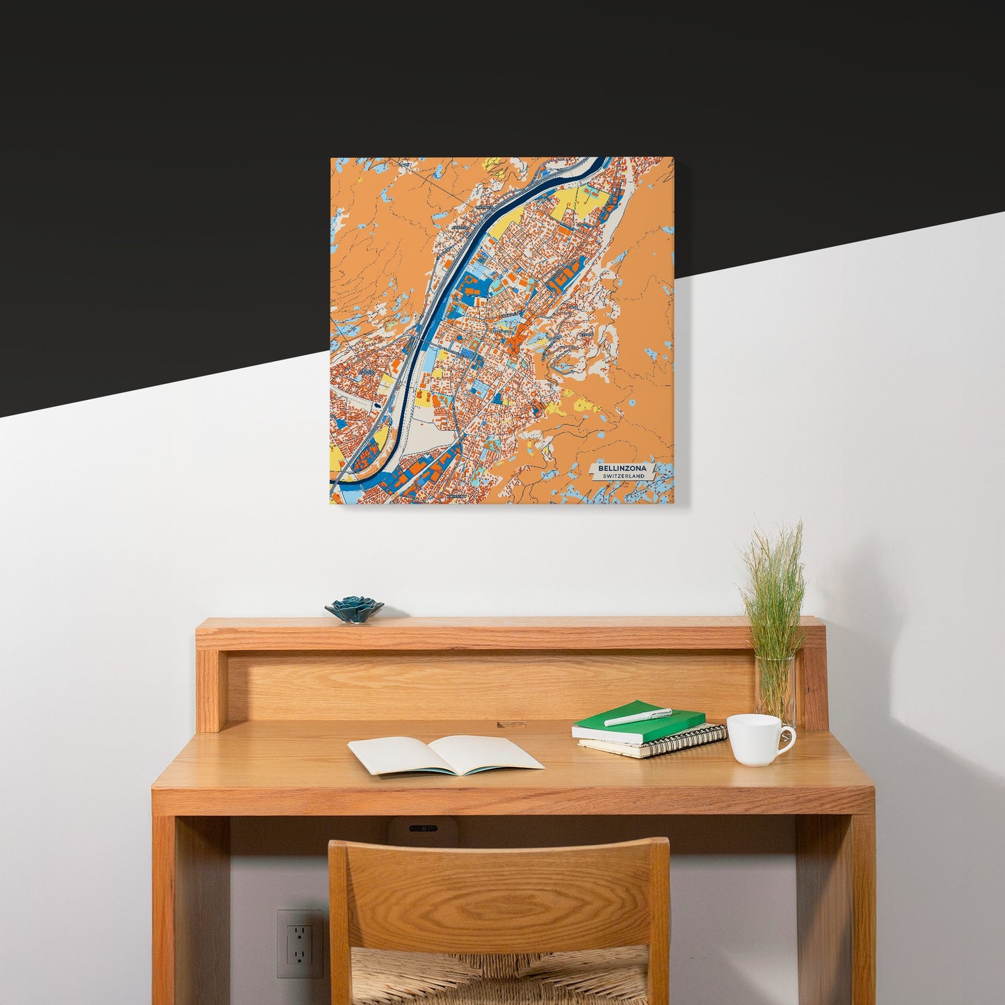 Bellinzona Switzerland Colorful City Map Canvas Print Scene