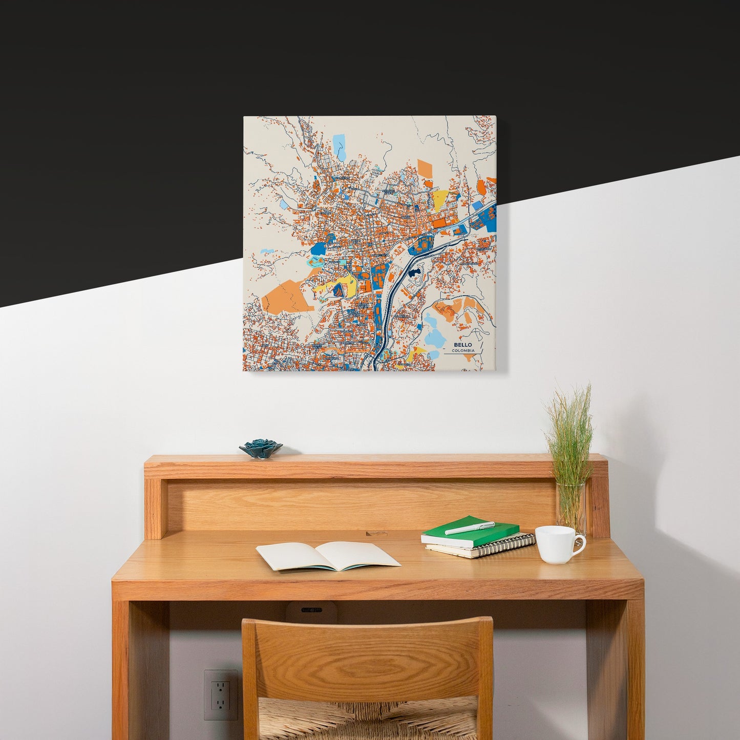 Bello Colombia Colorful City Map Canvas Print Scene