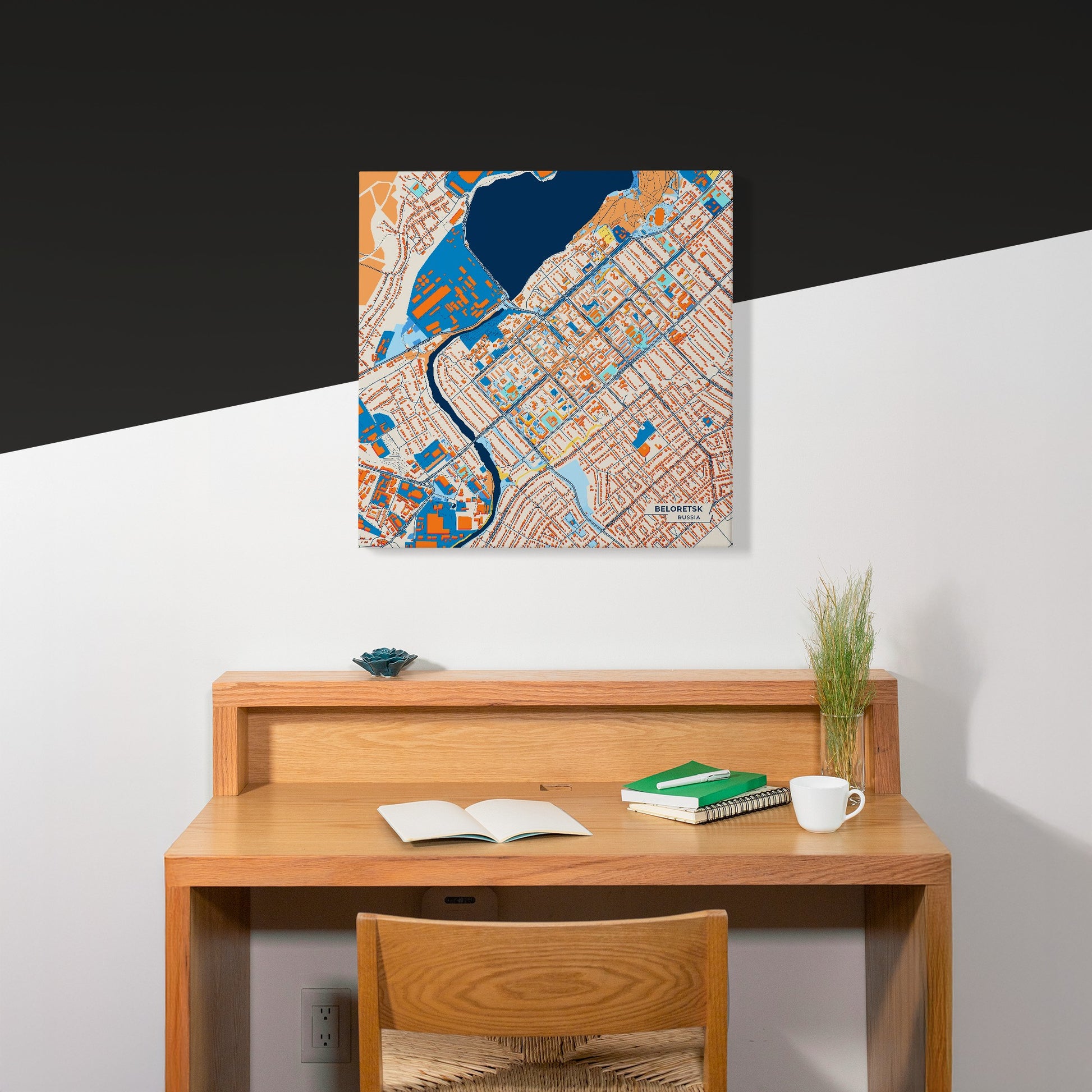 Белорецкий Russia Colorful City Map Canvas Print Scene