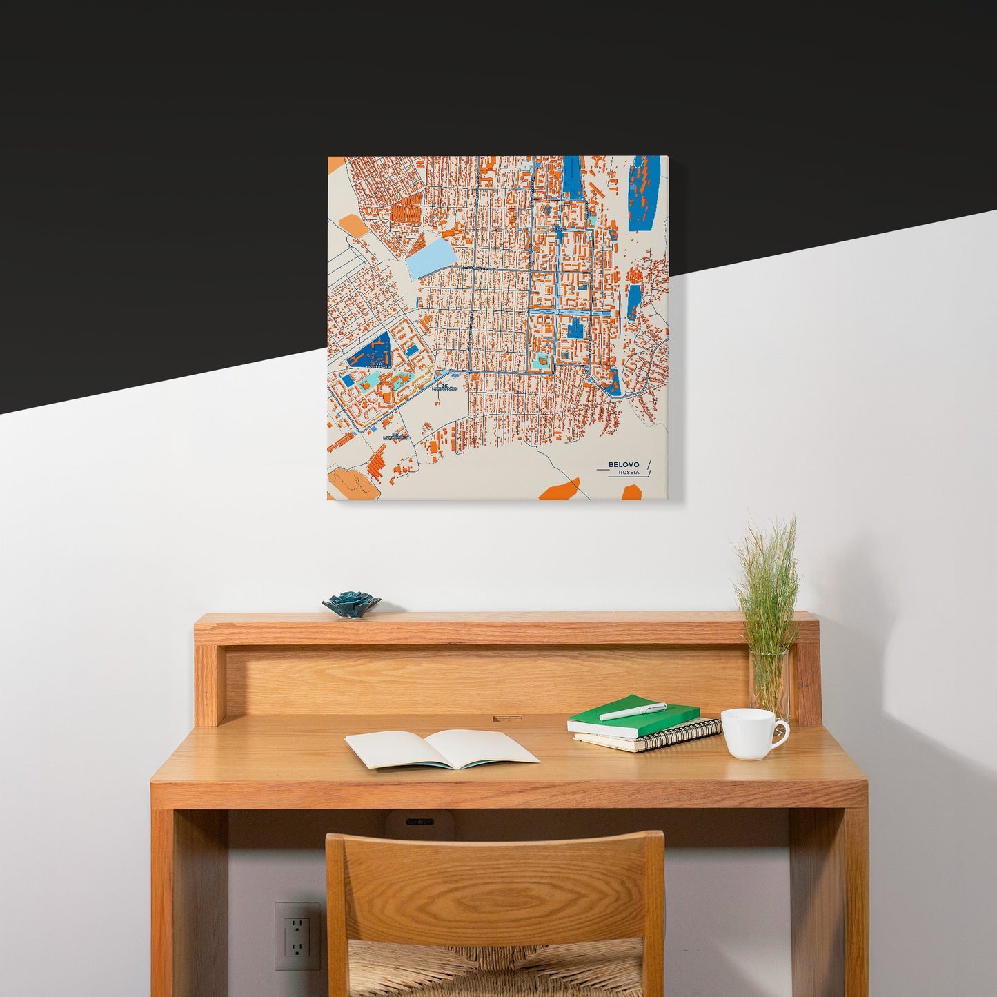 Белово Russia Colorful City Map Canvas Print Scene