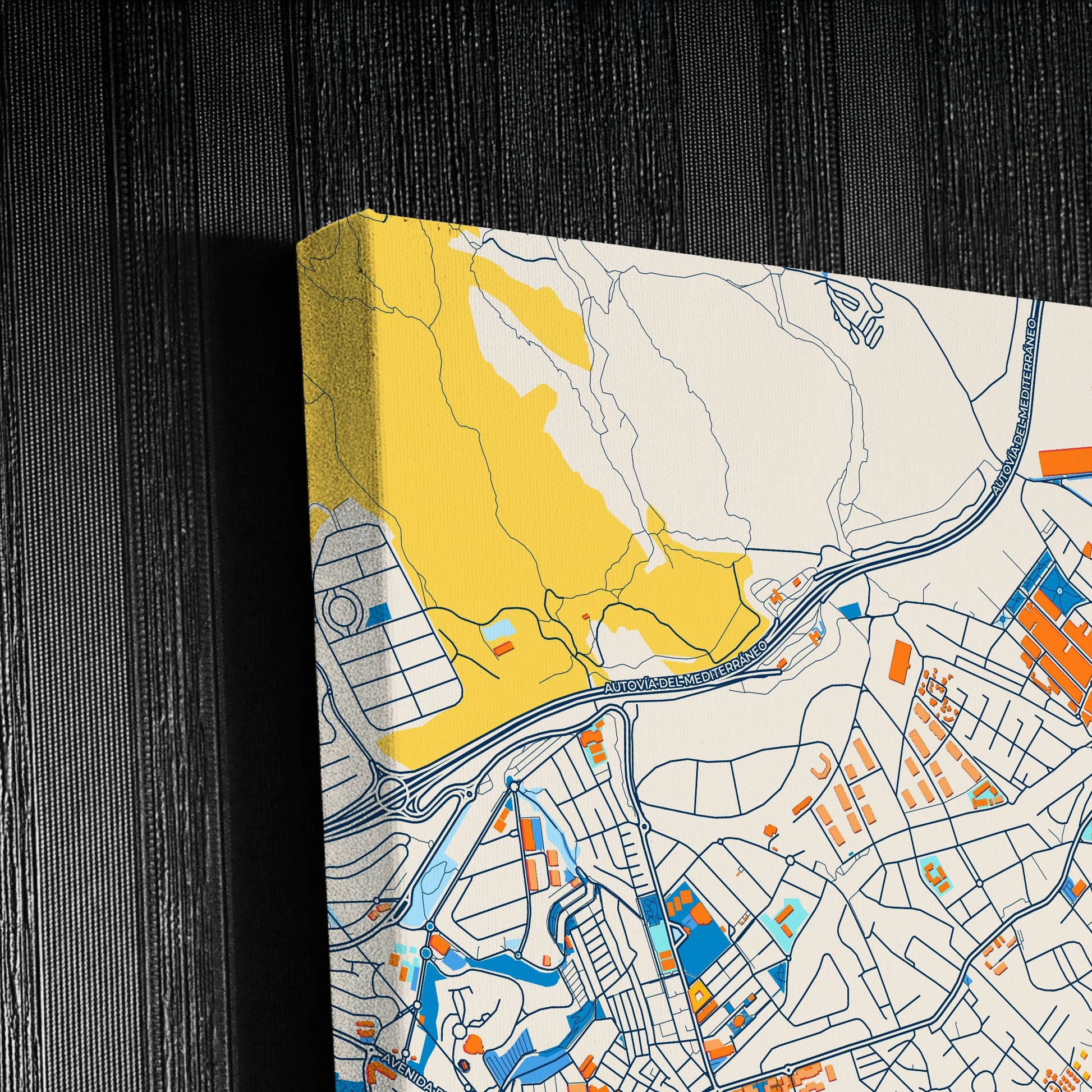 Benalmádena Spain Colorful City Map Canvas Print Detail