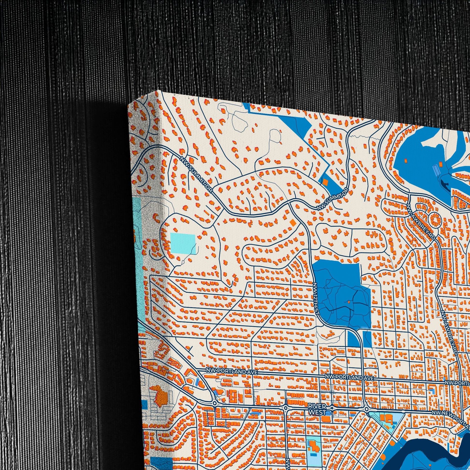 Bend Oregon Colorful City Map Canvas Print Detail