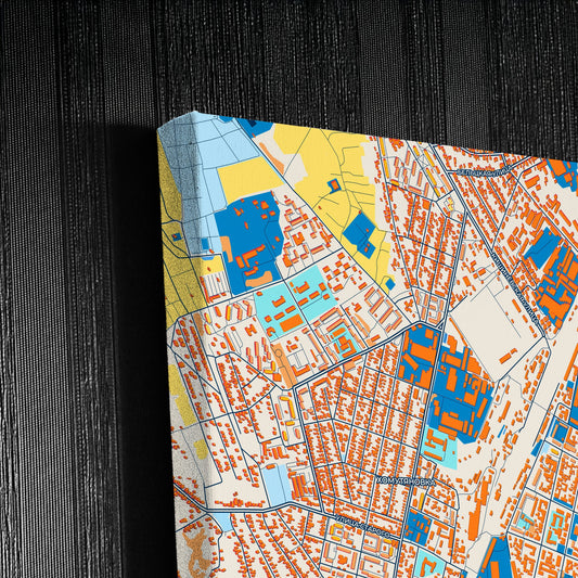 Bender (Tighina) Moldova Colorful City Map Canvas Print Detail