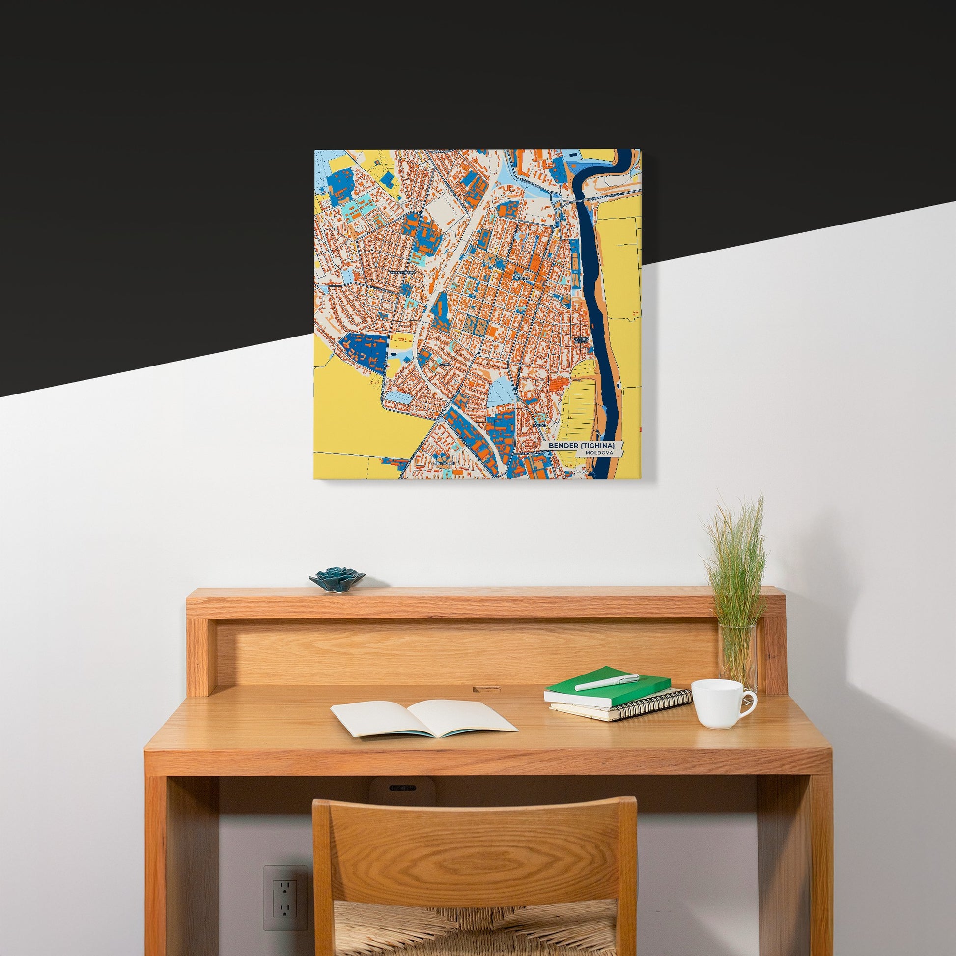 Bender (Tighina) Moldova Colorful City Map Canvas Print Scene