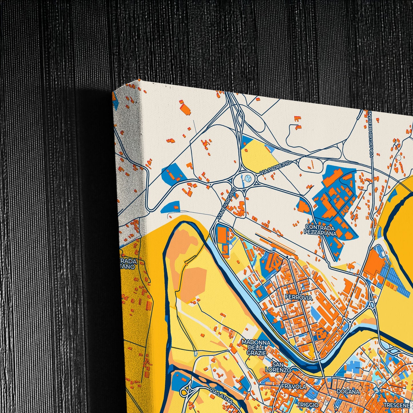 Benevento Italy Colorful City Map Canvas Print Detail