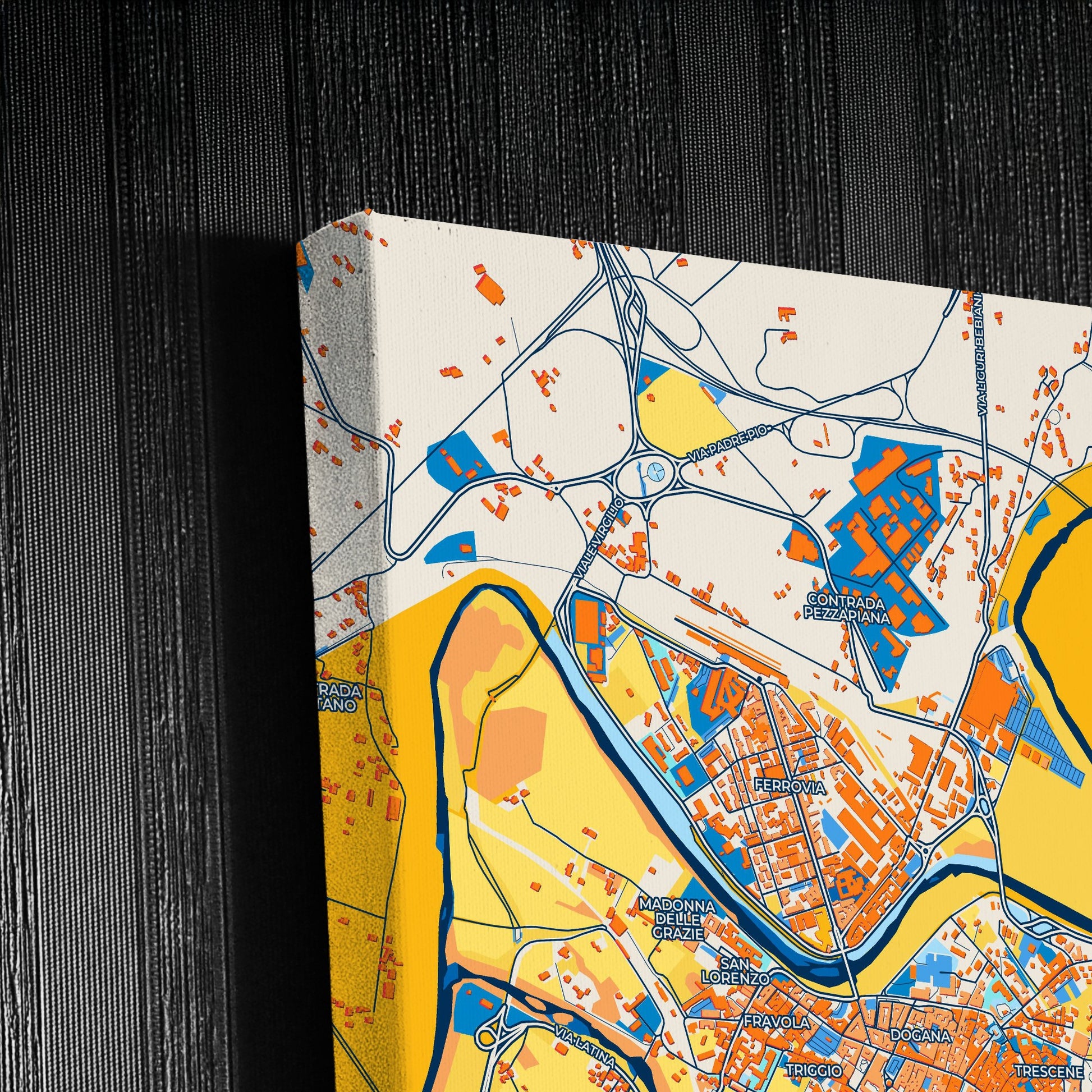 Benevento Italy Colorful City Map Canvas Print Detail