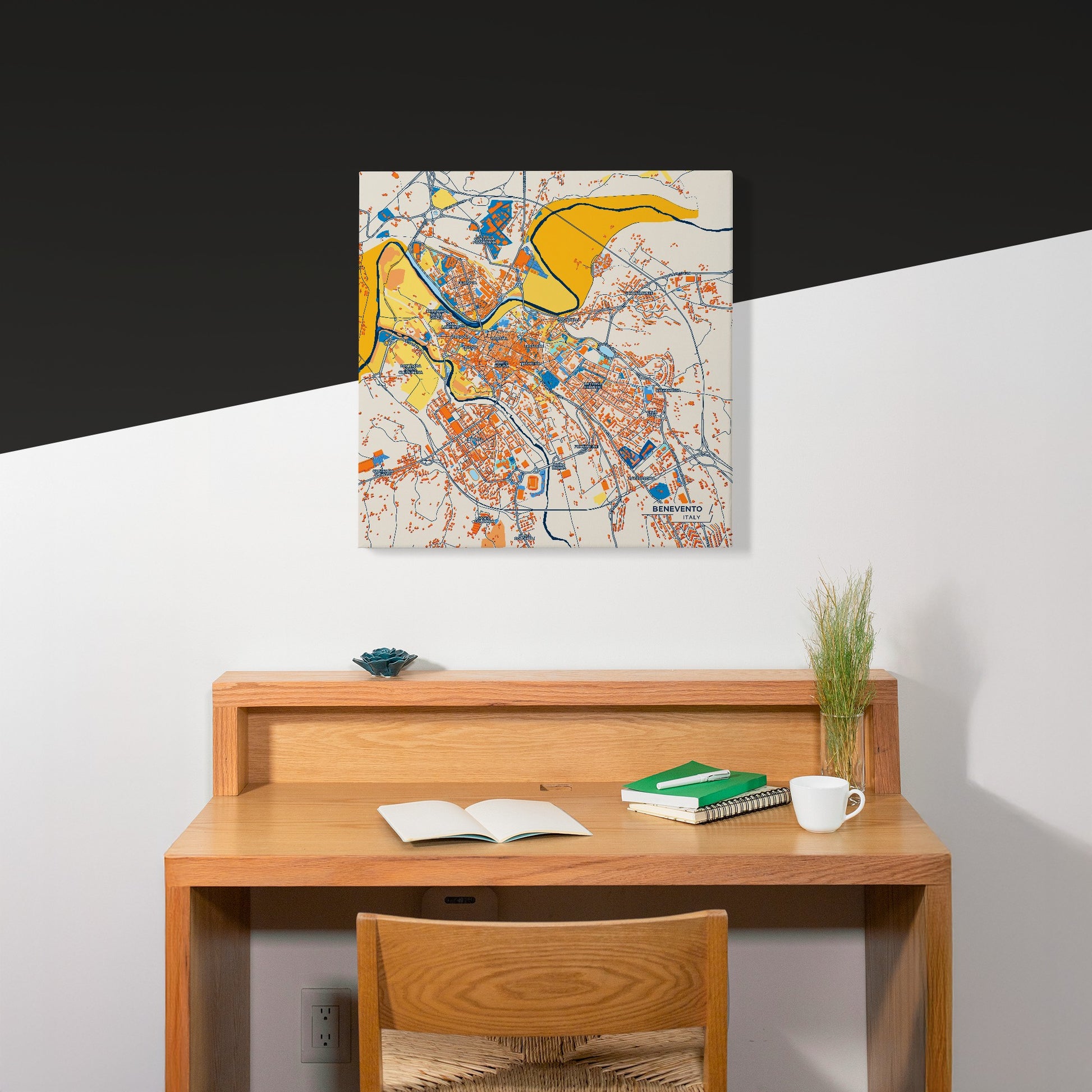 Benevento Italy Colorful City Map Canvas Print Scene