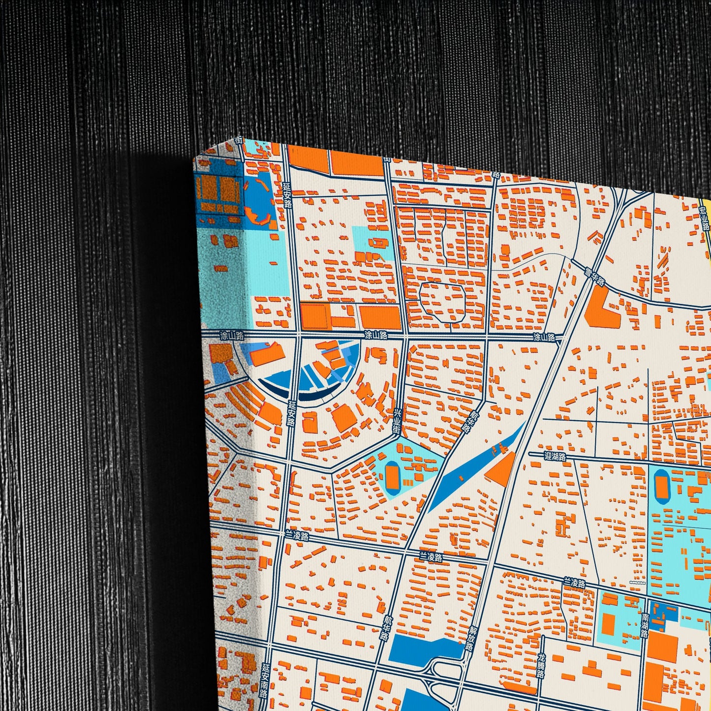 Bengbu China Colorful City Map Canvas Print Detail