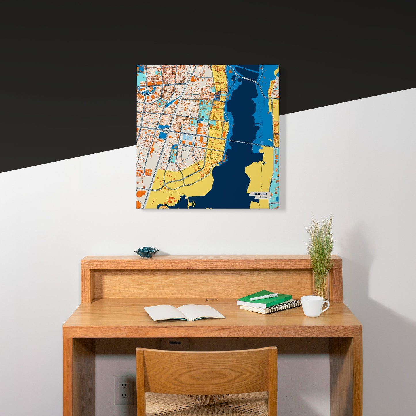 Bengbu China Colorful City Map Canvas Print Scene