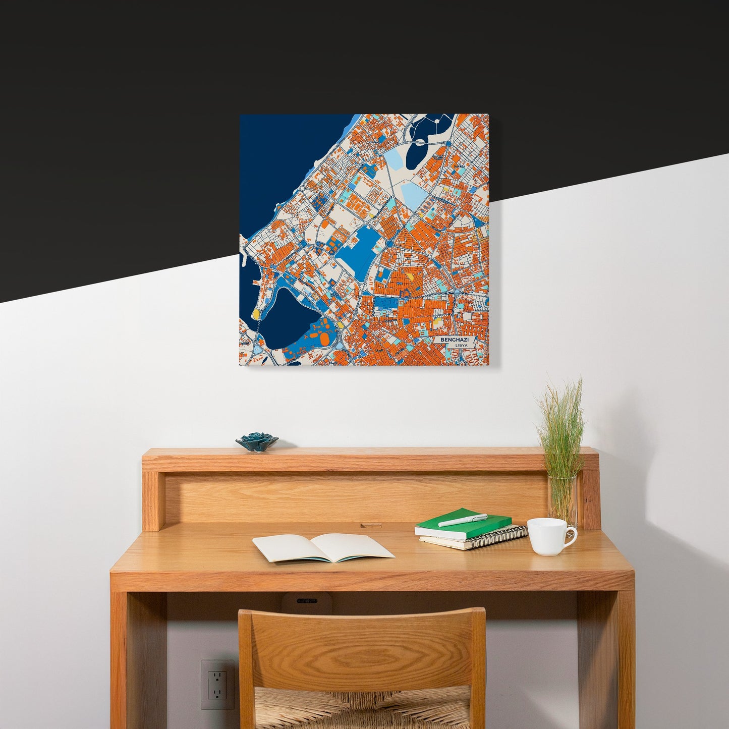 Benghazi Libya Colorful City Map Canvas Print Scene