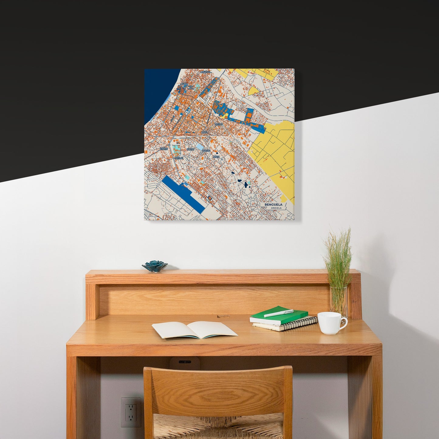 Benguela Angola Colorful City Map Canvas Print Scene