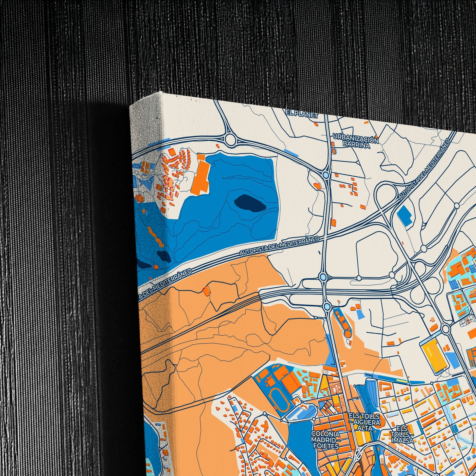 Benidorm Spain Colorful City Map Canvas Print Detail