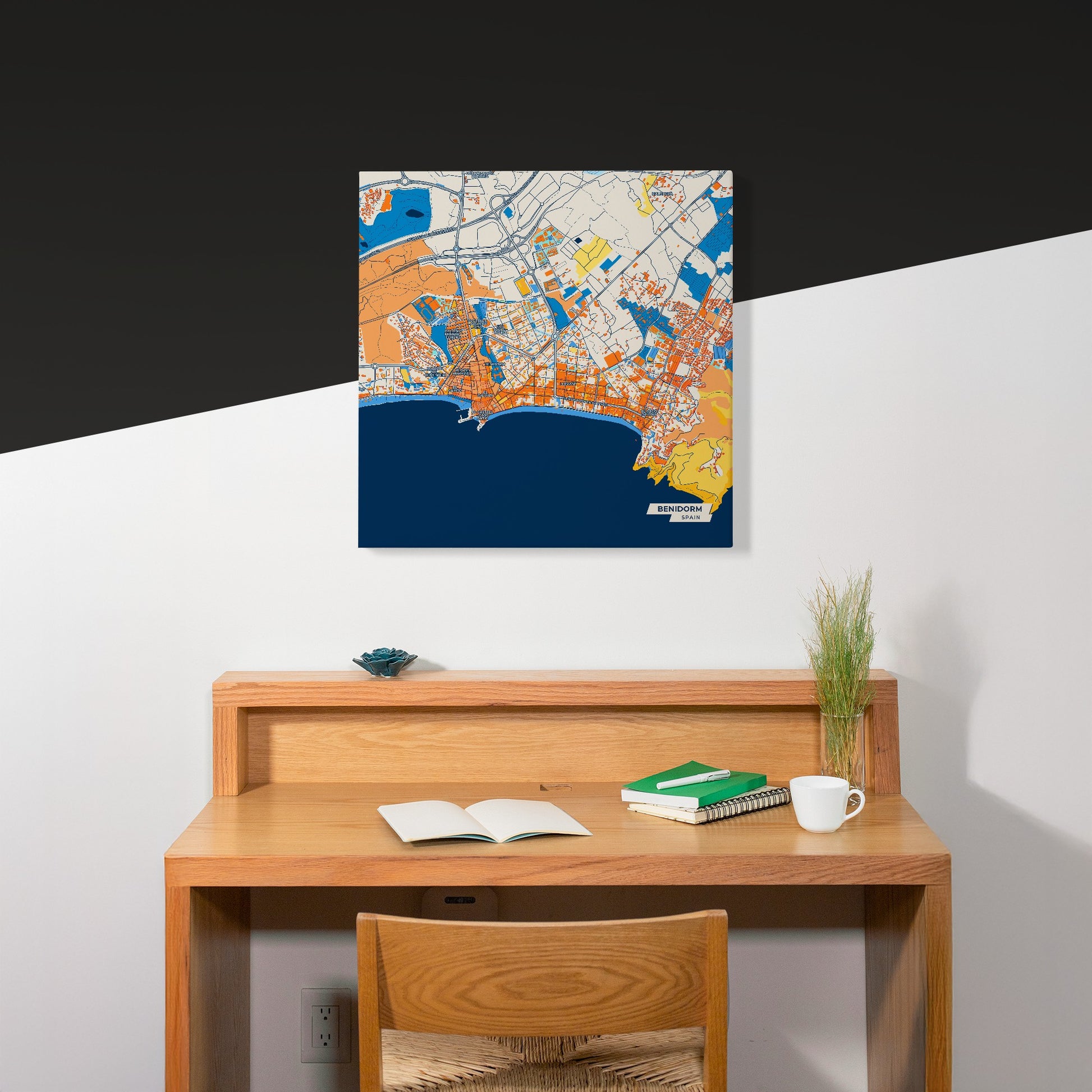 Benidorm Spain Colorful City Map Canvas Print Scene