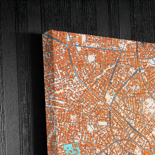 Benin City Nigeria Colorful City Map Canvas Print Detail