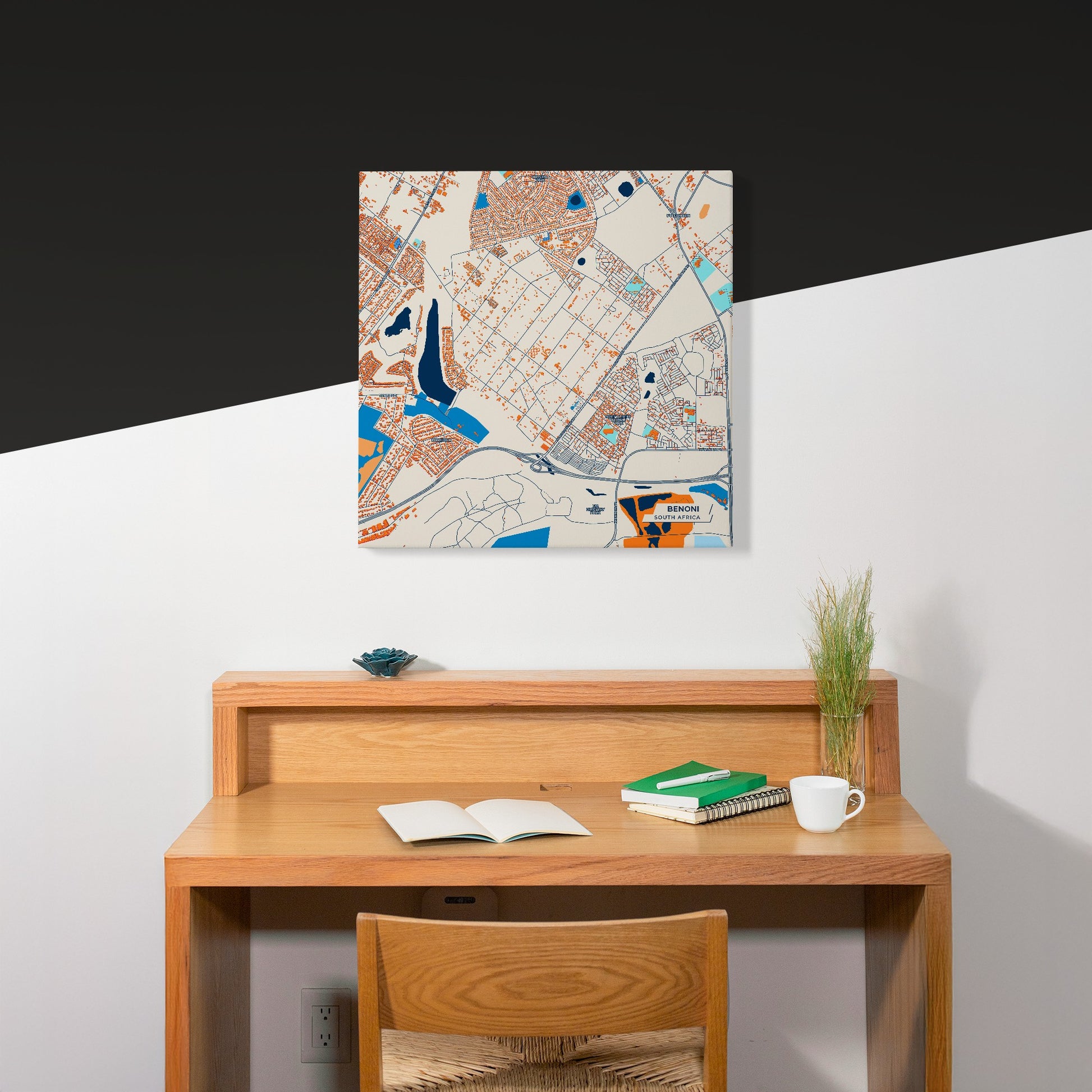 Benoni South Africa Colorful City Map Canvas Print Scene