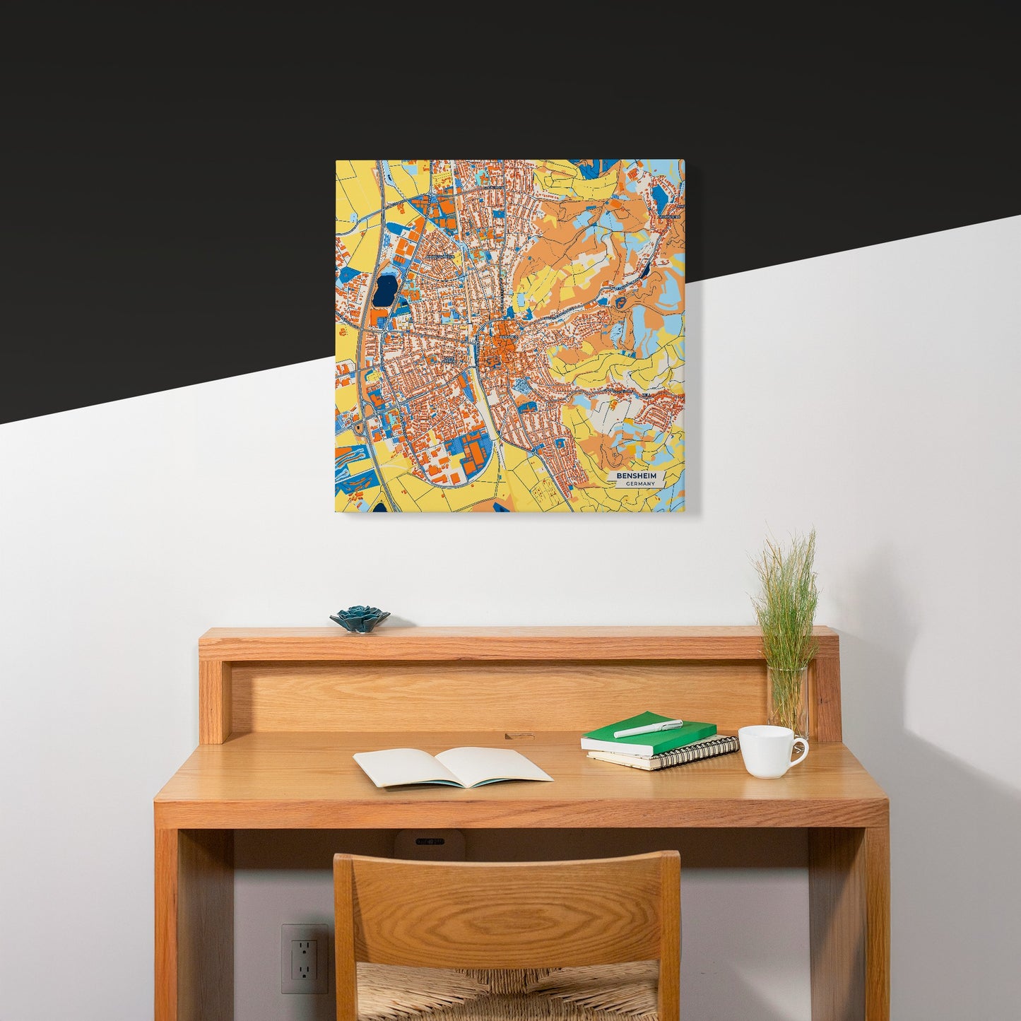 Bensheim Germany Colorful City Map Canvas Print Scene