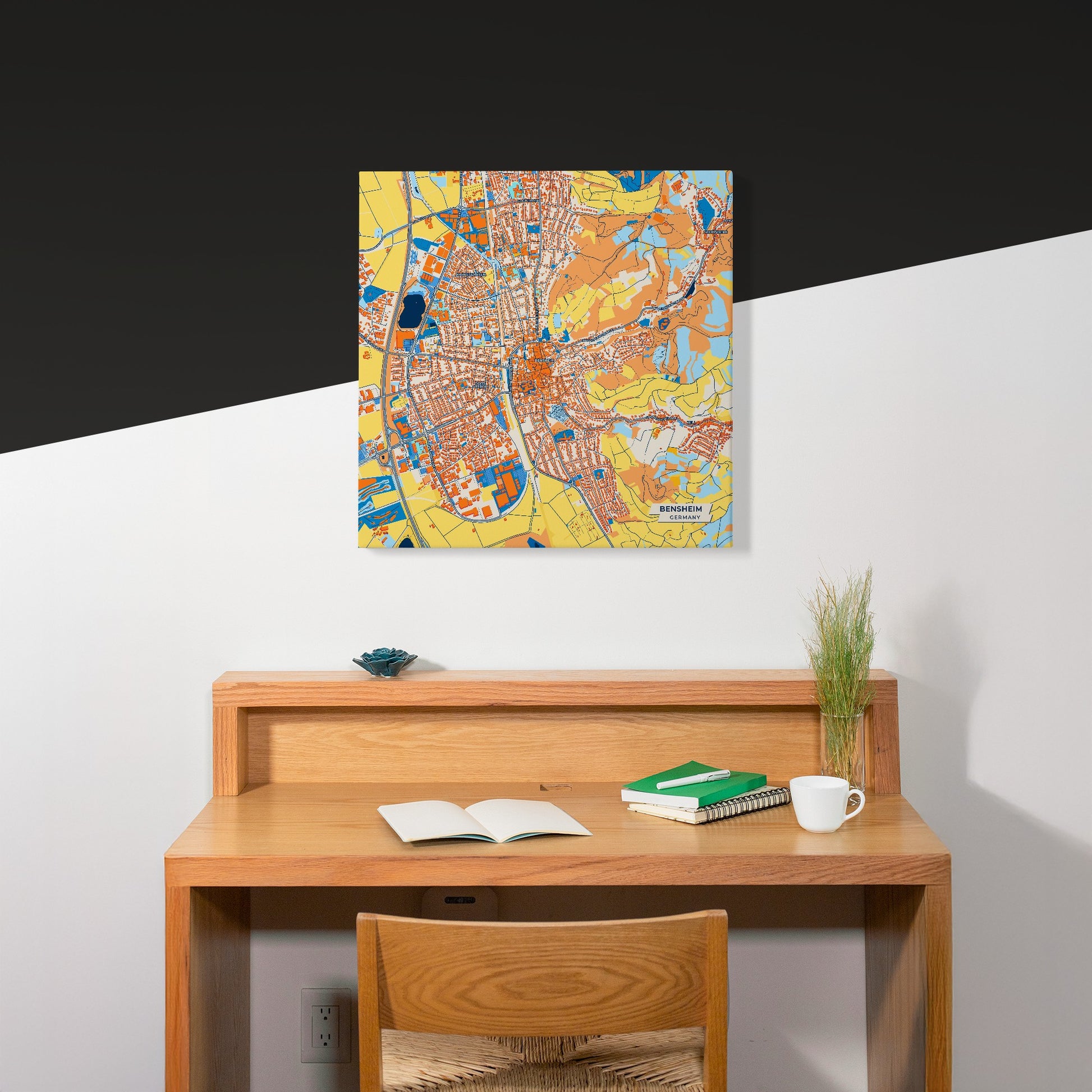 Bensheim Germany Colorful City Map Canvas Print Scene