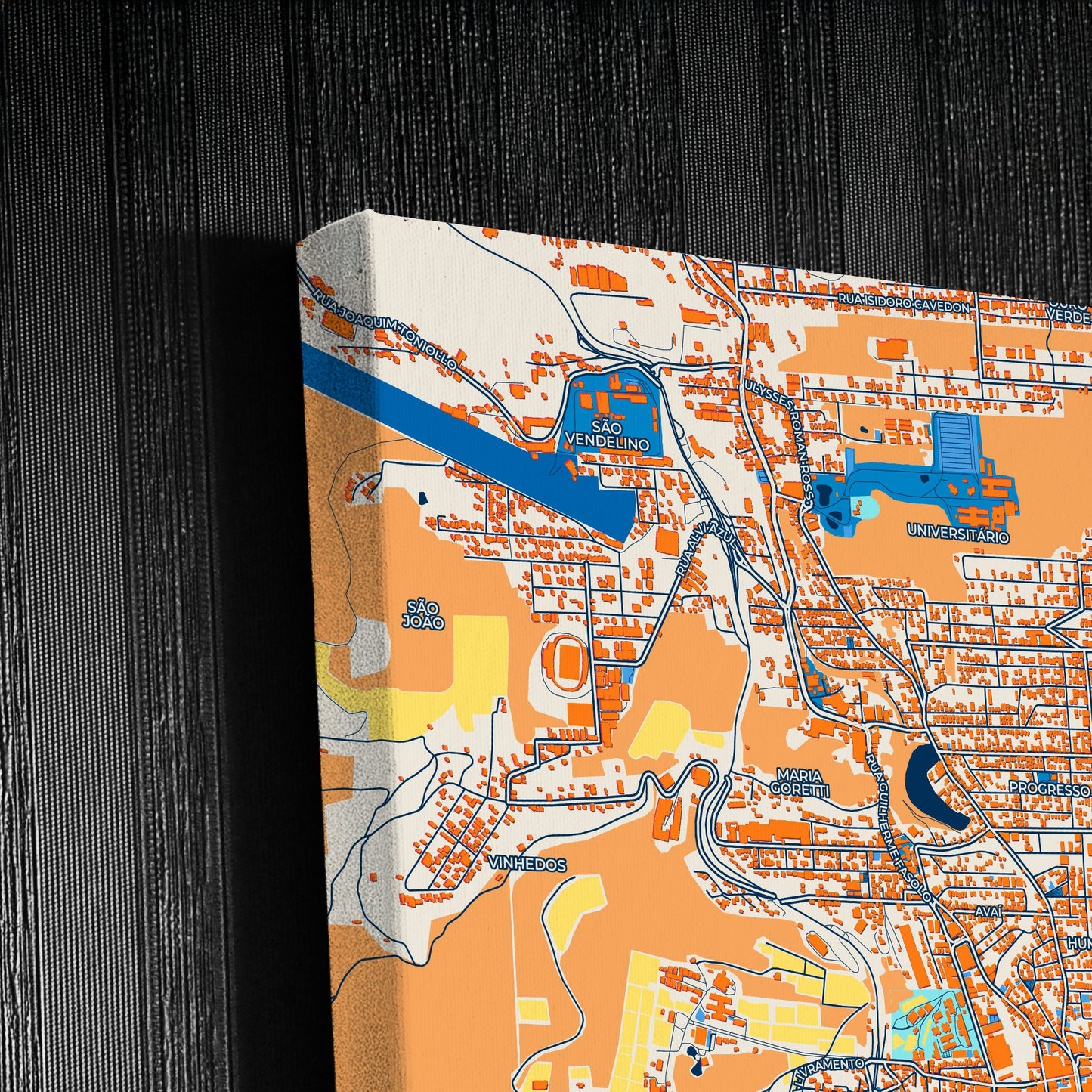 Bento Goncalves Brazil Colorful City Map Canvas Print Detail