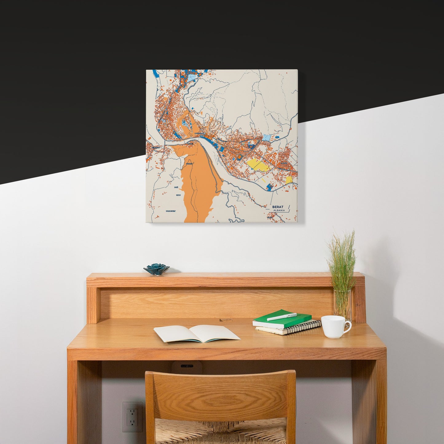 Berat Albania Colorful City Map Canvas Print Scene