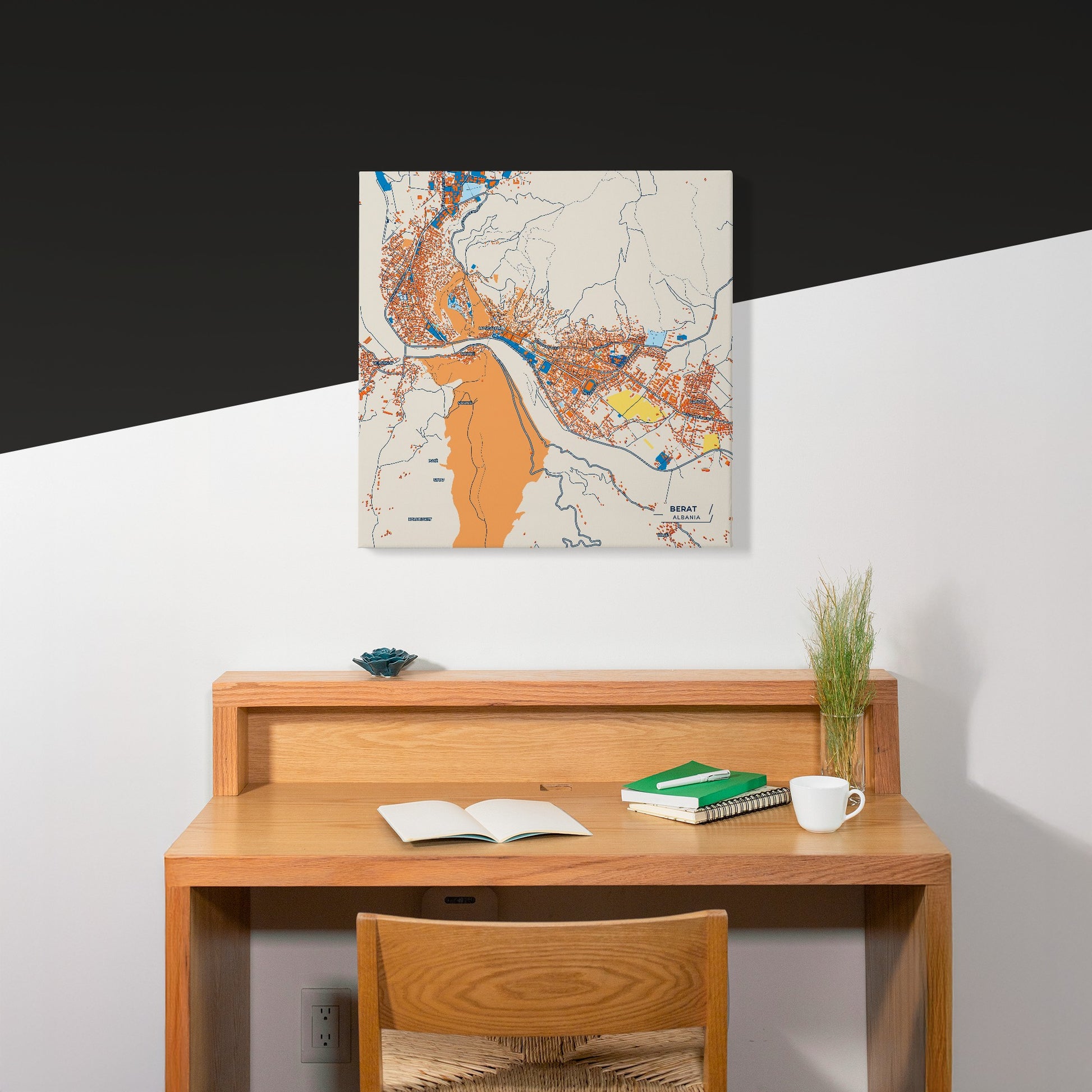 Berat Albania Colorful City Map Canvas Print Scene