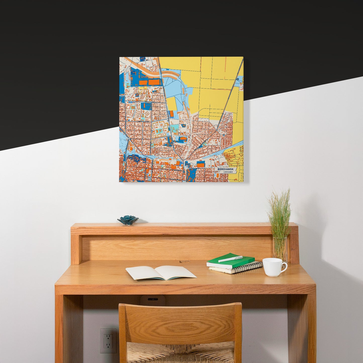Бердянськ Ukraine Colorful City Map Canvas Print Scene