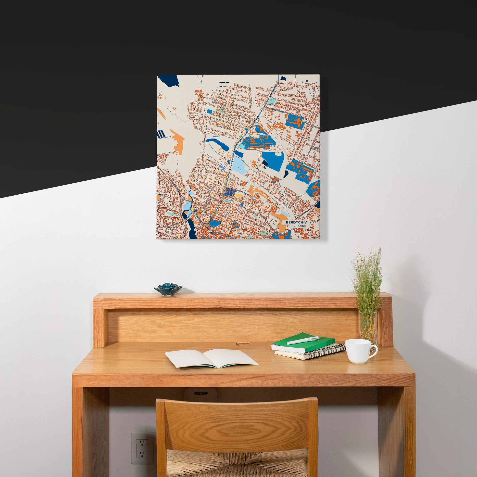 Бердичів Ukraine Colorful City Map Canvas Print Scene