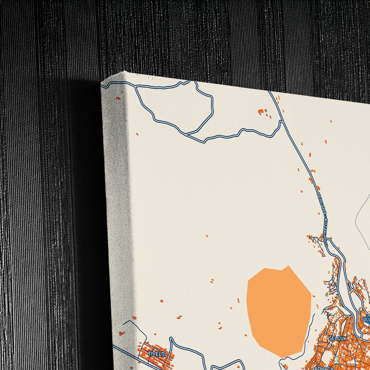 Bergama Turkey Colorful City Map Canvas Print Detail