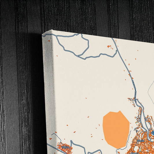 Bergama Turkey Colorful City Map Canvas Print Detail