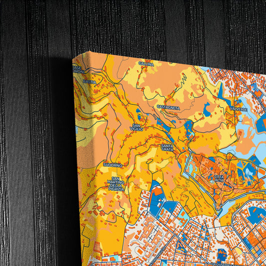 Bergamo Italy Colorful City Map Canvas Print Detail
