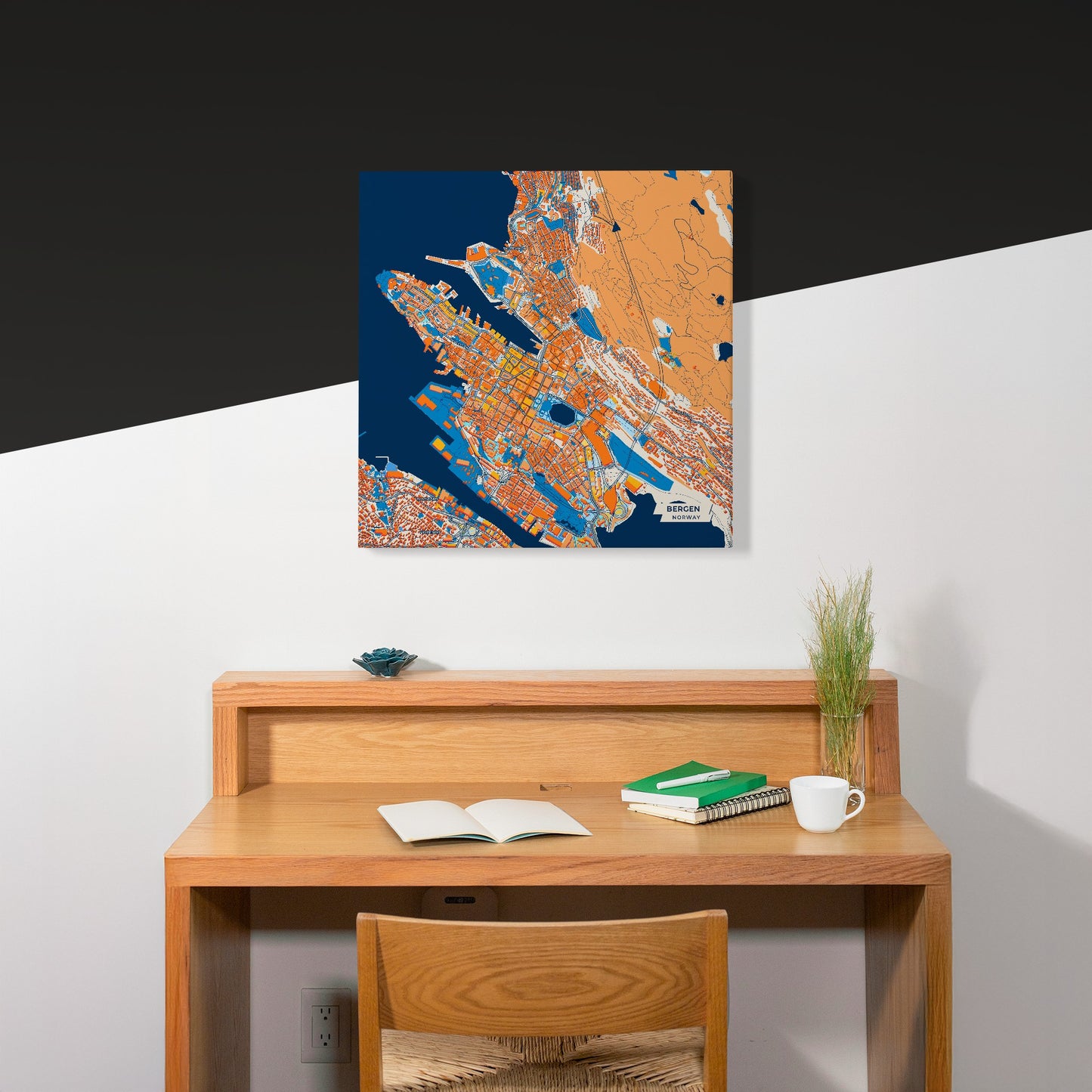 Bergen Norway Colorful City Map Canvas Print Scene