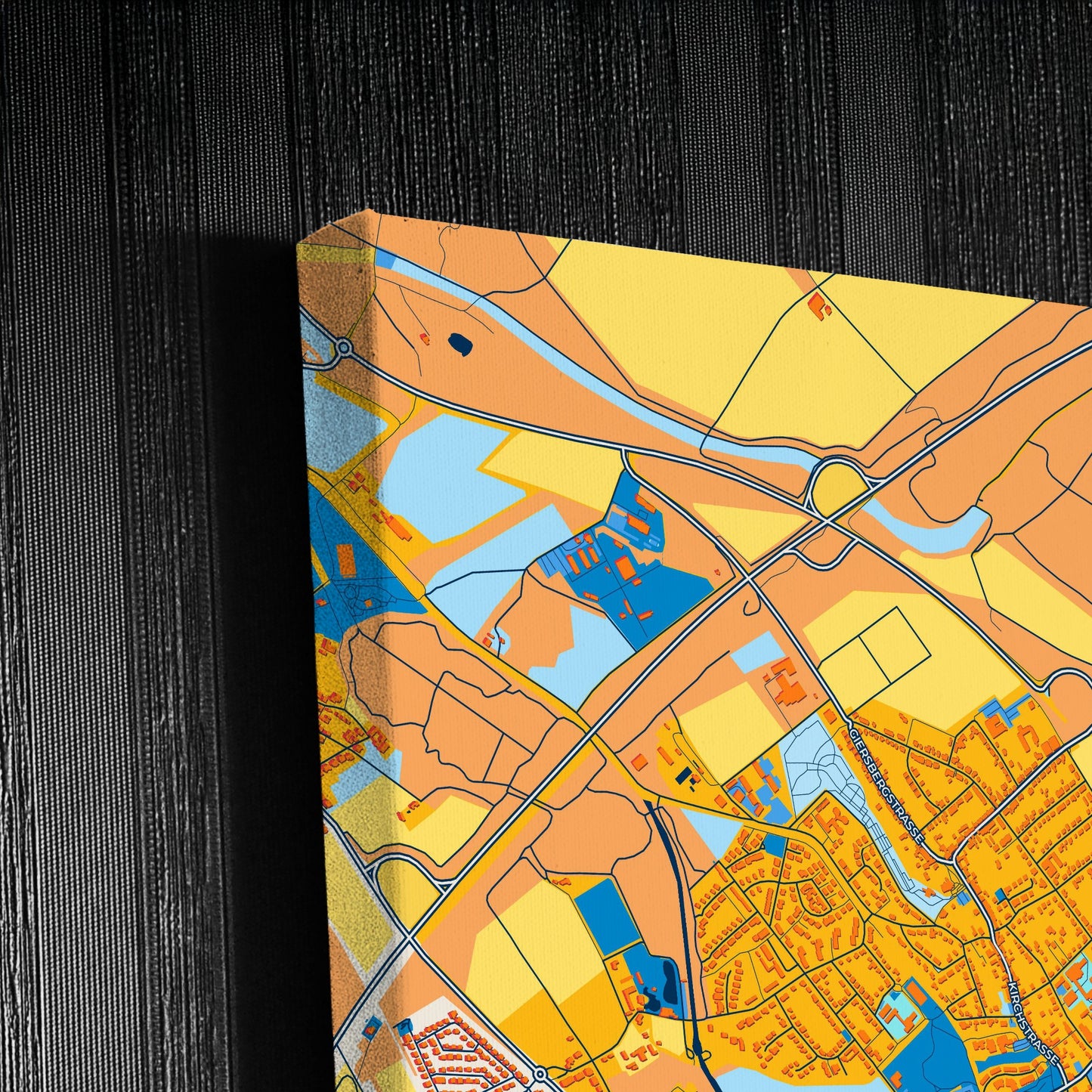 Bergheim Germany Colorful City Map Canvas Print Detail