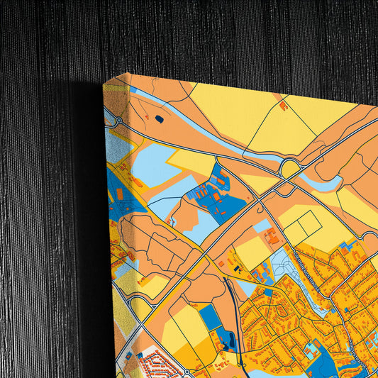 Bergheim Germany Colorful City Map Canvas Print Detail