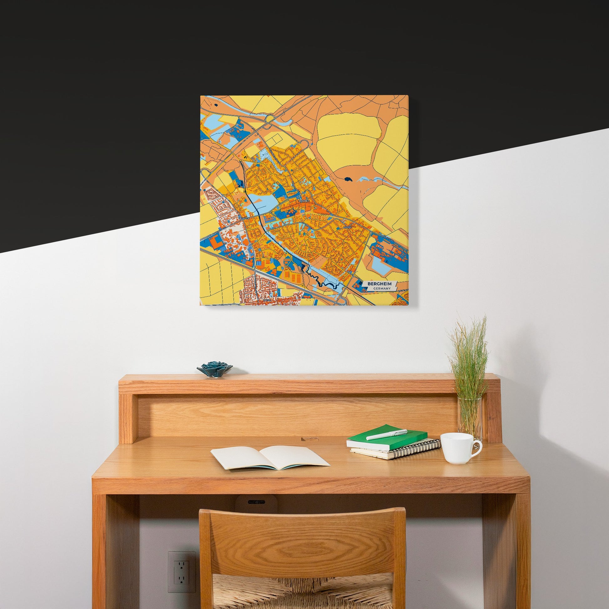 Bergheim Germany Colorful City Map Canvas Print Scene