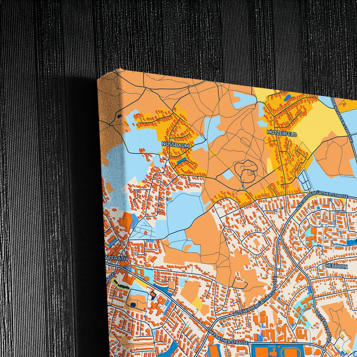 Bergisch Gladbach Germany Colorful City Map Canvas Print Detail