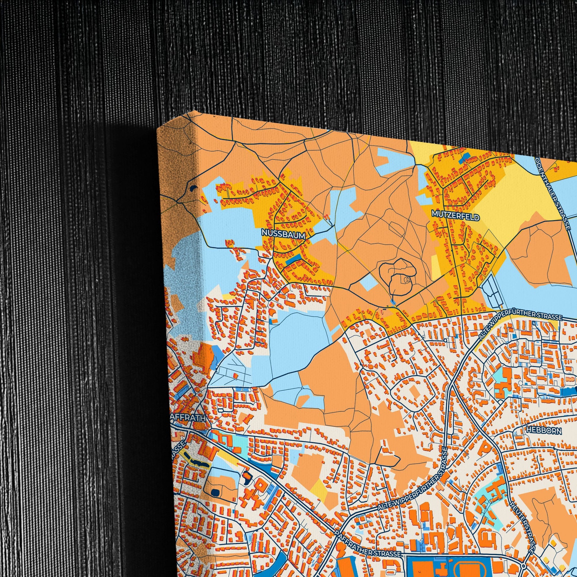 Bergisch Gladbach Germany Colorful City Map Canvas Print Detail