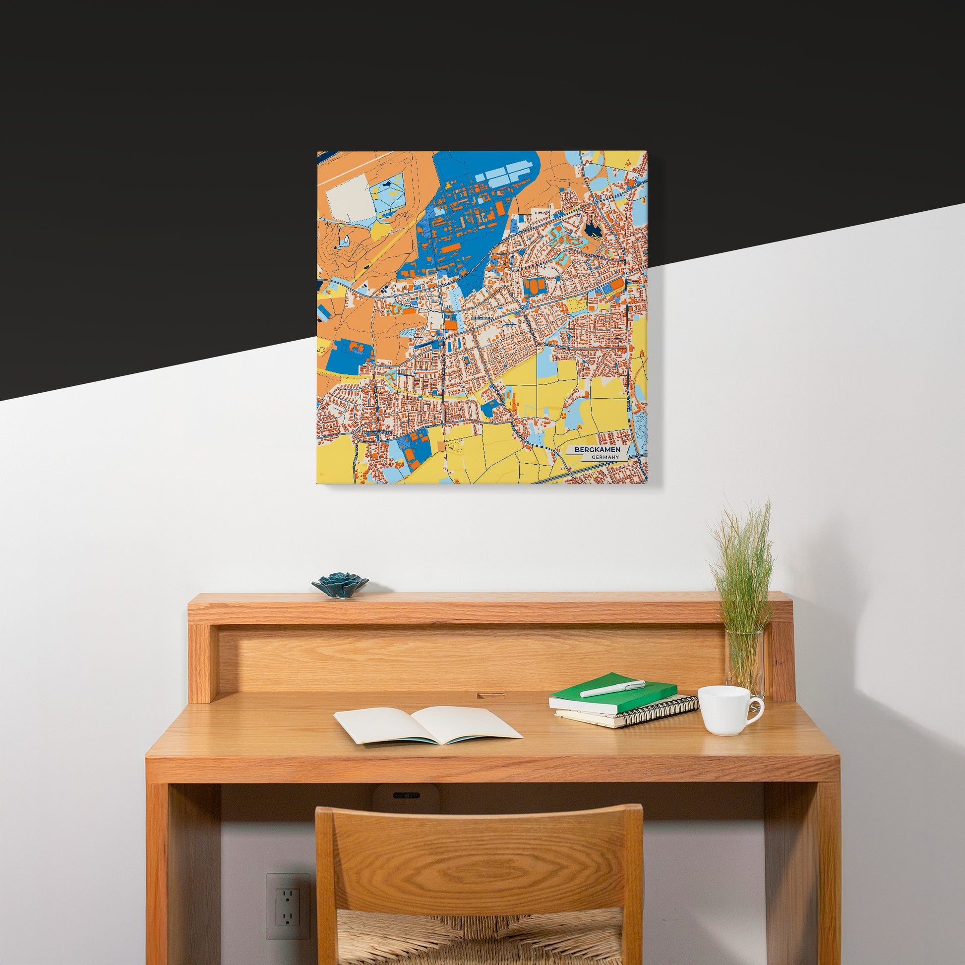 Bergkamen Germany Colorful City Map Canvas Print Scene