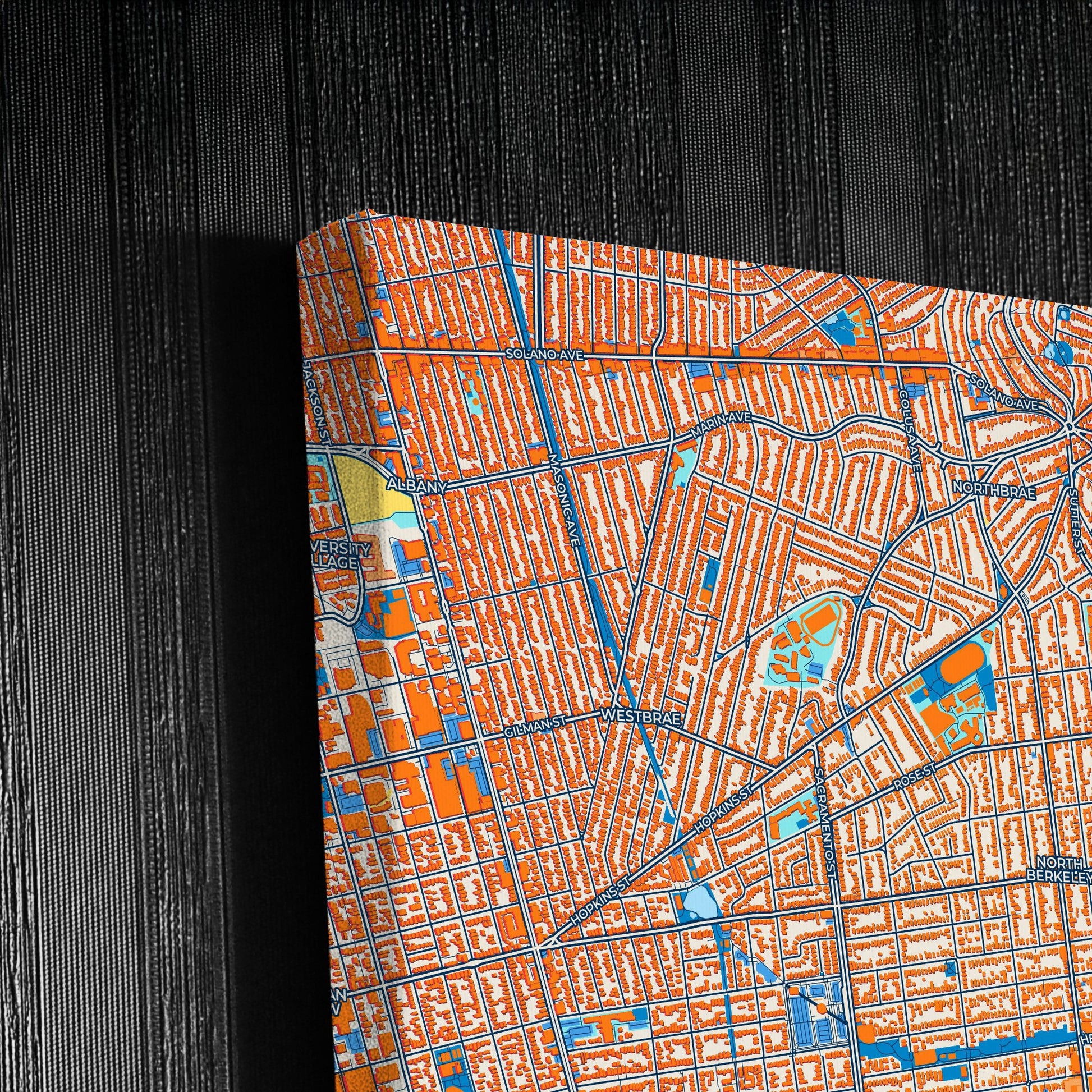 Berkeley California Colorful City Map Canvas Print Detail