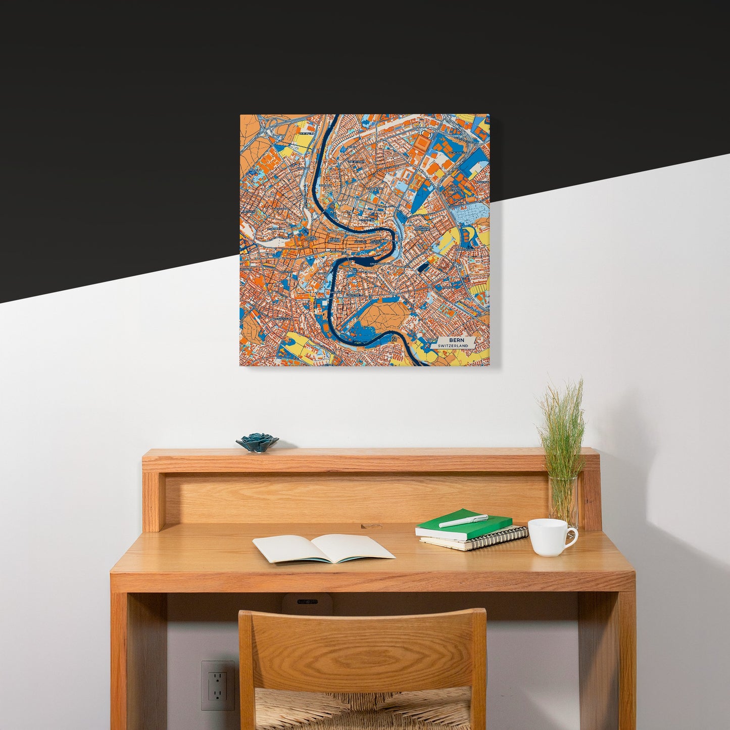 Bern Switzerland Colorful City Map Canvas Print Scene