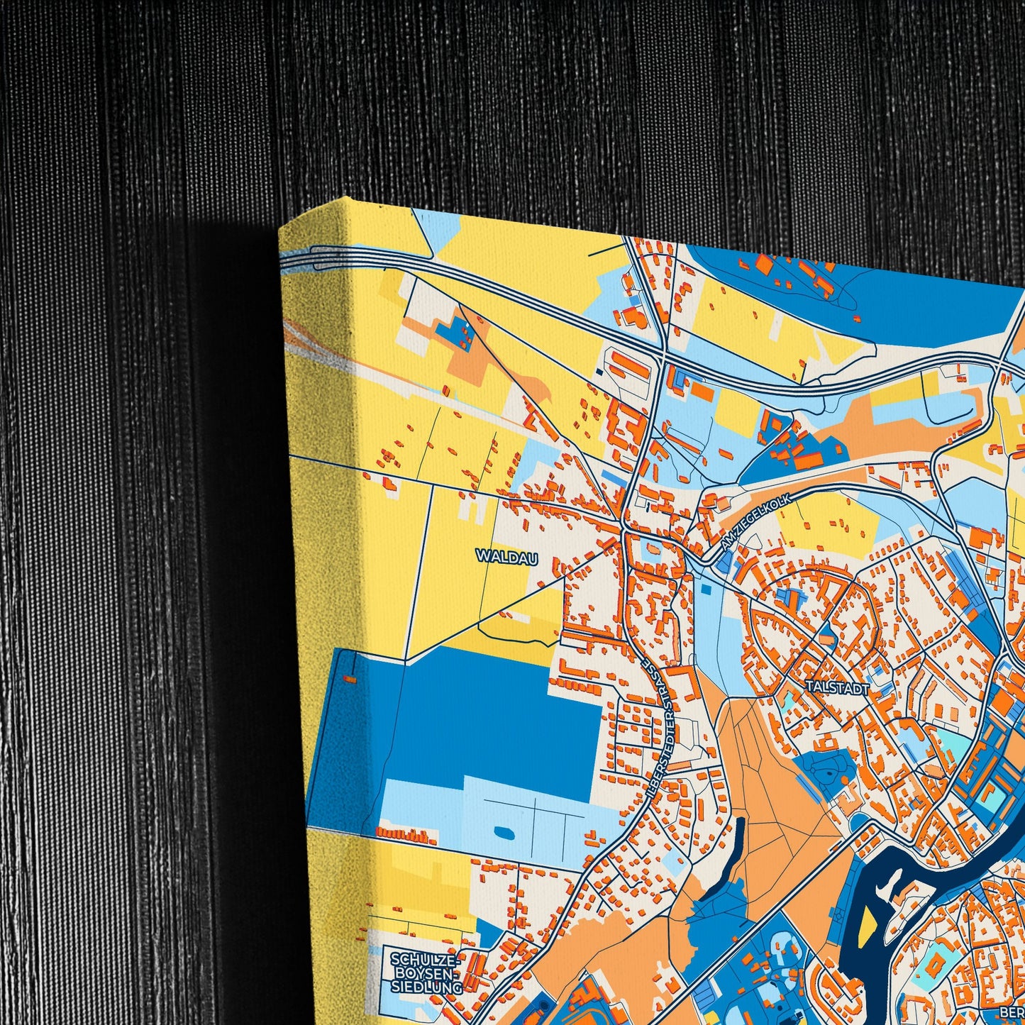 Bernburg (Saale) Germany Colorful City Map Canvas Print Detail