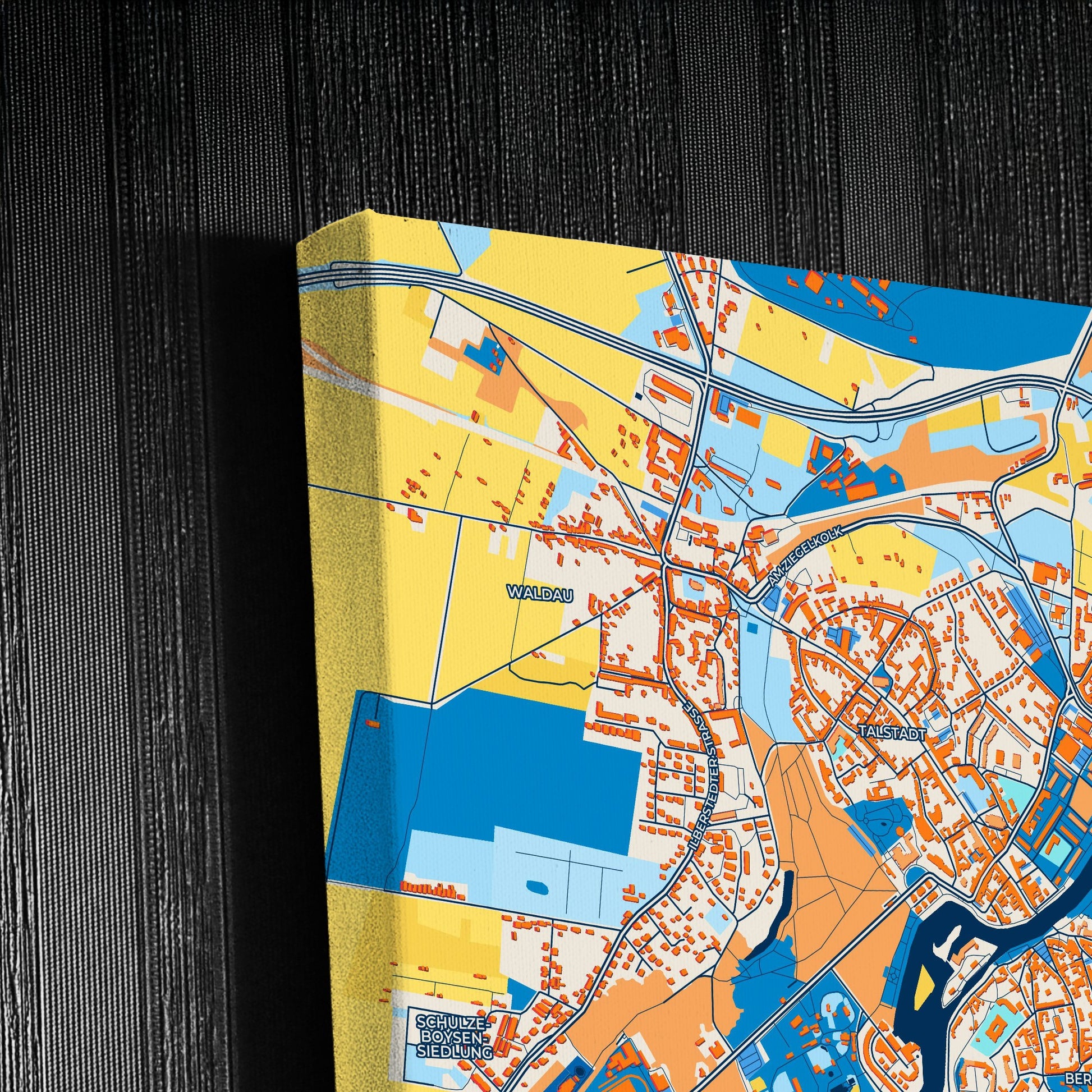 Bernburg (Saale) Germany Colorful City Map Canvas Print Detail
