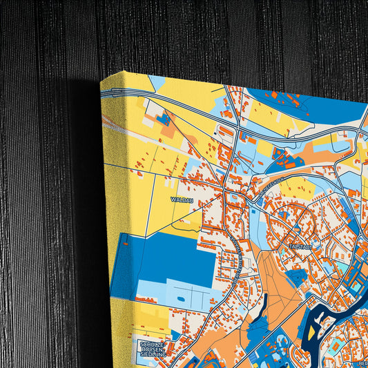 Bernburg (Saale) Germany Colorful City Map Canvas Print Detail